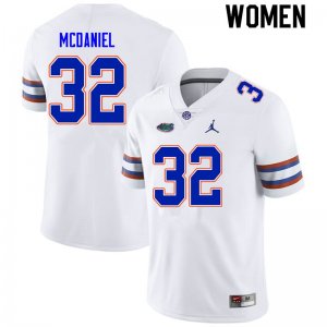 Women's Florida Gators #32 Mordecai McDaniel NCAA Nike White Authentic Stitched College Football Jersey FQQ6662CW